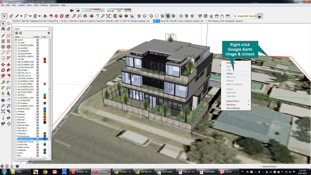 Drawing off axis in Sketchup or over a Google earth image