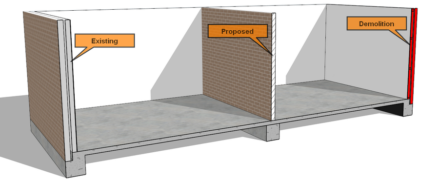 Section Hatching_existing vs demolition vs proposed